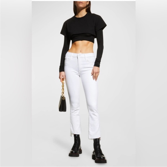 MOTHER The Insider Crop Step Fray in Fairest of them All White Jeans Denim 31 - Picture 2 of 16